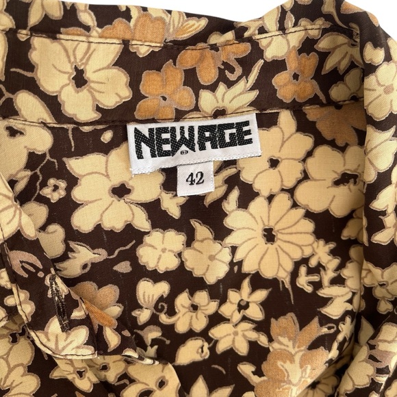 Vintage New Age 70s brown floral button up long sleeved viscose shirt - Picture 11 of 12